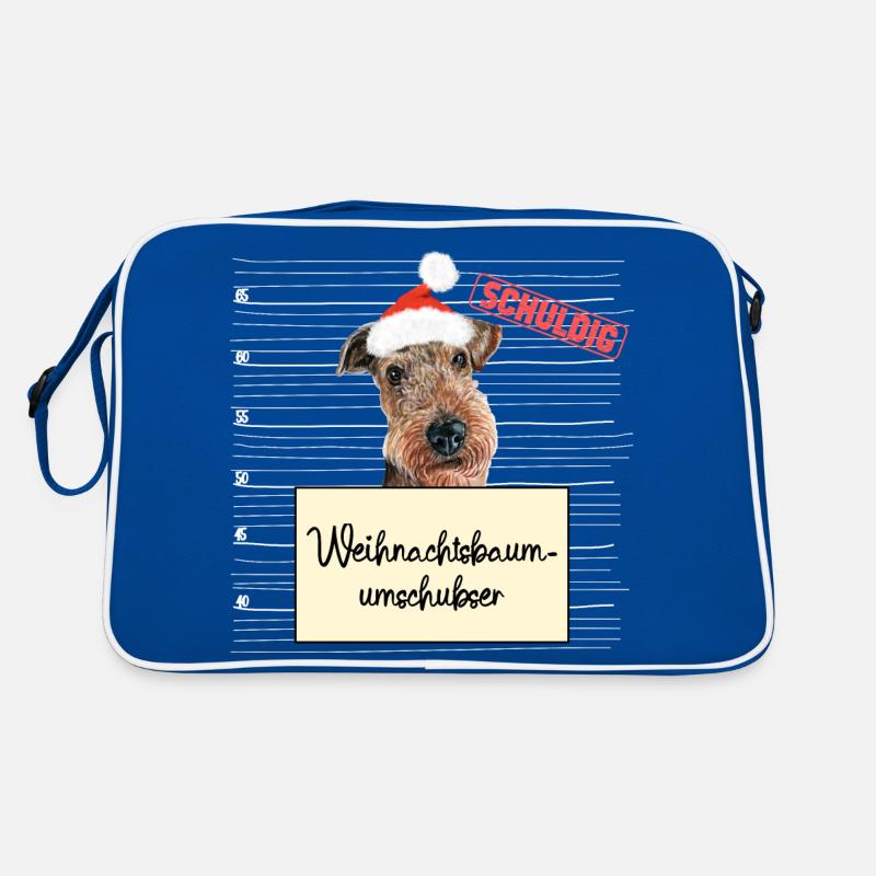 Weihnachtsbaum Umschubser Airedale Terrier - Retro Tasche - Blau/Weiß
