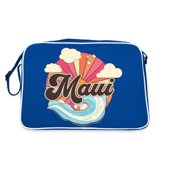 Maui Hawaii Retro Strand 70er Jahre - Retro Tasche - Blau/Weiß - Hinten
