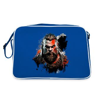 Wikinger Krieger Barbar - Retro Tasche - Blau/Weiß - Hinten