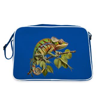 Chamäleon-Glamour - Retro Tasche - Blau/Weiß - Hinten