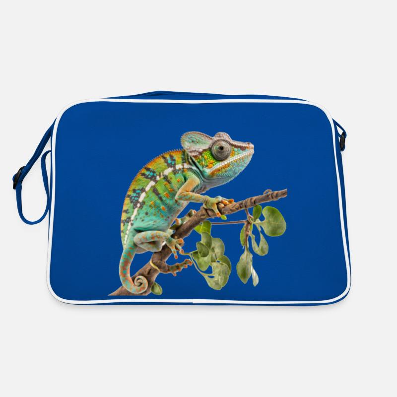 Suivez le caméléon - Sac Retro - bleu/blanc
