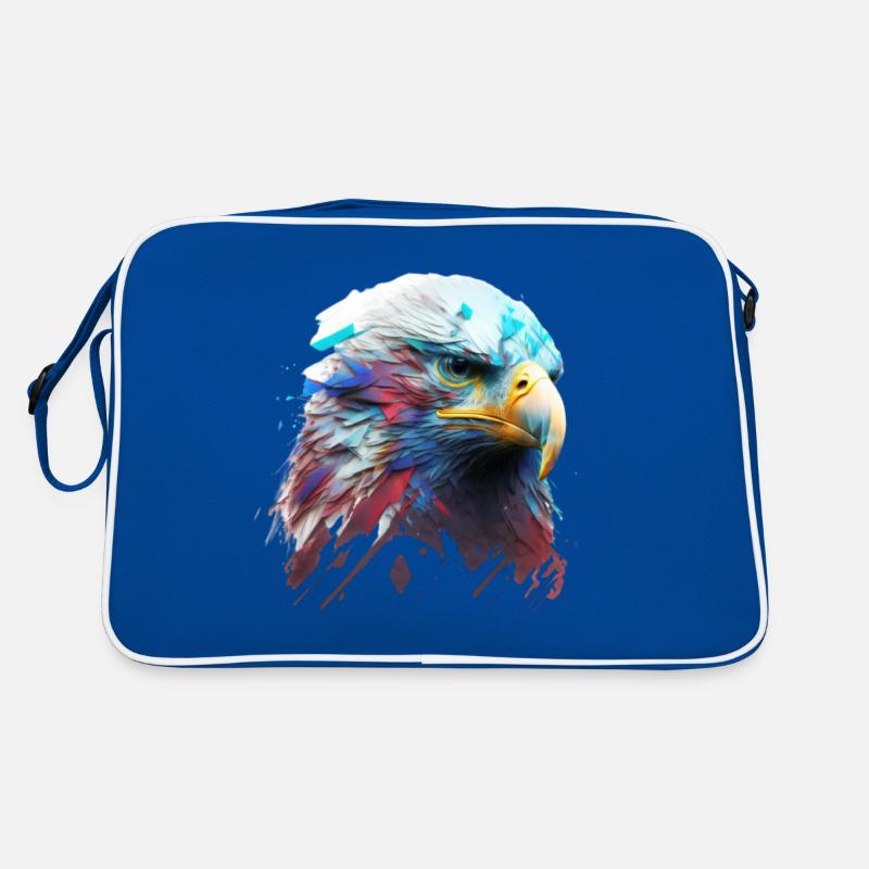 Adlerkopf: Ein farbenfrohes Ölgemälde Retro Tasche