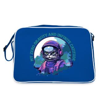Confident Bengal astronaut cat - Retro Bag - blue/white - Back