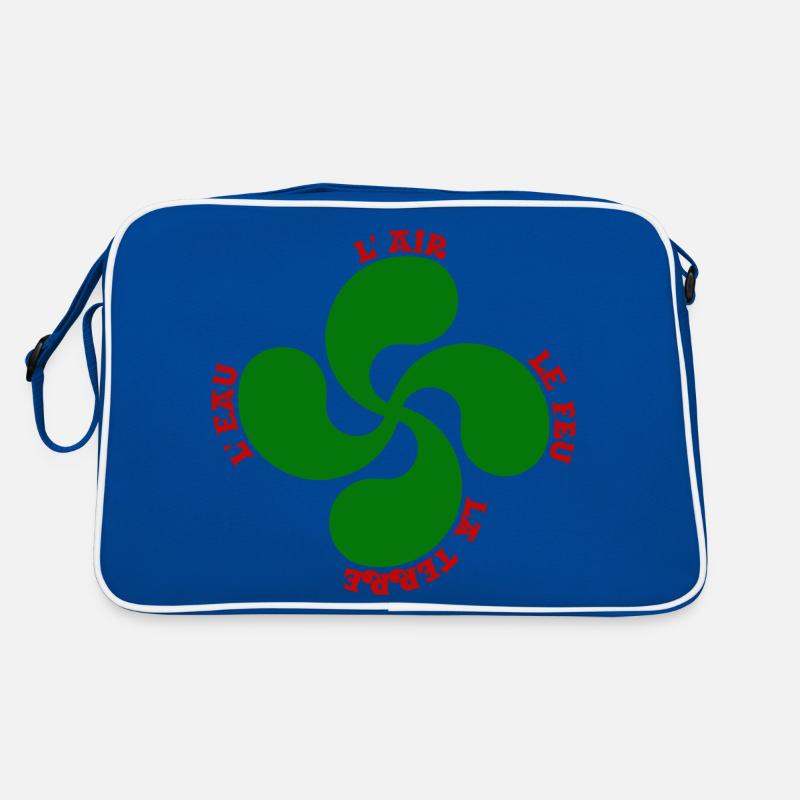 Lauburu verte - croix basque et signification - Sac Retro - bleu/blanc