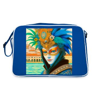 Fantastic person in mask at Venetian carnival - Retro Bag - blue/white - Back