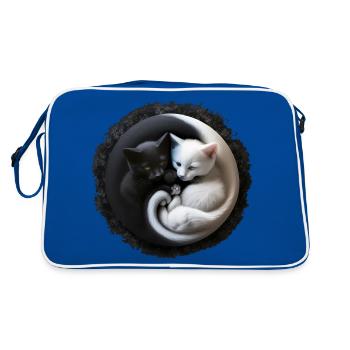 Yin Yang Kitten Chaton en optique 3D, super mignon... - Sac Retro - bleu/blanc - Dos