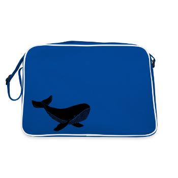 Whale black - Retro Bag - blue/white - Back