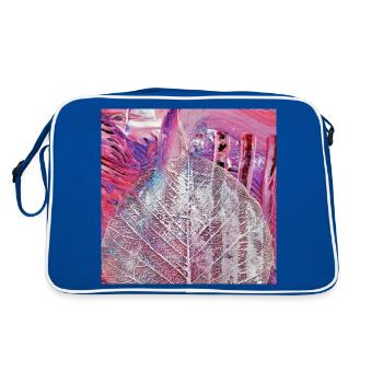 Painting acrylic leaf veins abstract pink-pink-purple - Retro Bag - blue/white - Back