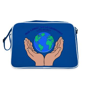 Save the World - Retro Tasche - Blau/Weiß - Hinten