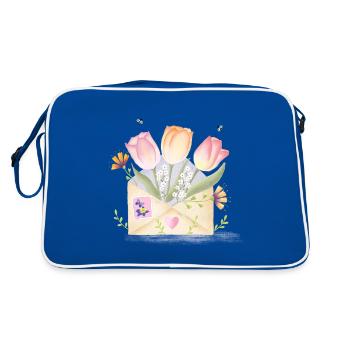 Love letter with flowers. Customisable - Retro Bag - blue/white - Back