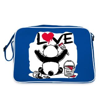 panda loveur - peintre d'amour - Sac Retro - bleu/blanc - Dos