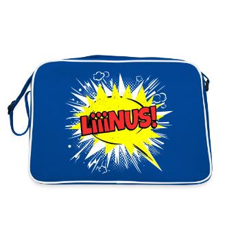 Linus Name Funny Speech Bubble Liiinus! - Retro Bag - blue/white - Back