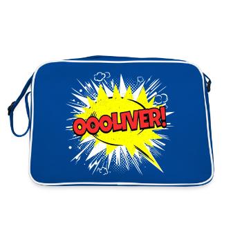 Oliver Name Funny Speech Bubble Oooliver! - Retro Bag - blue/white - Back