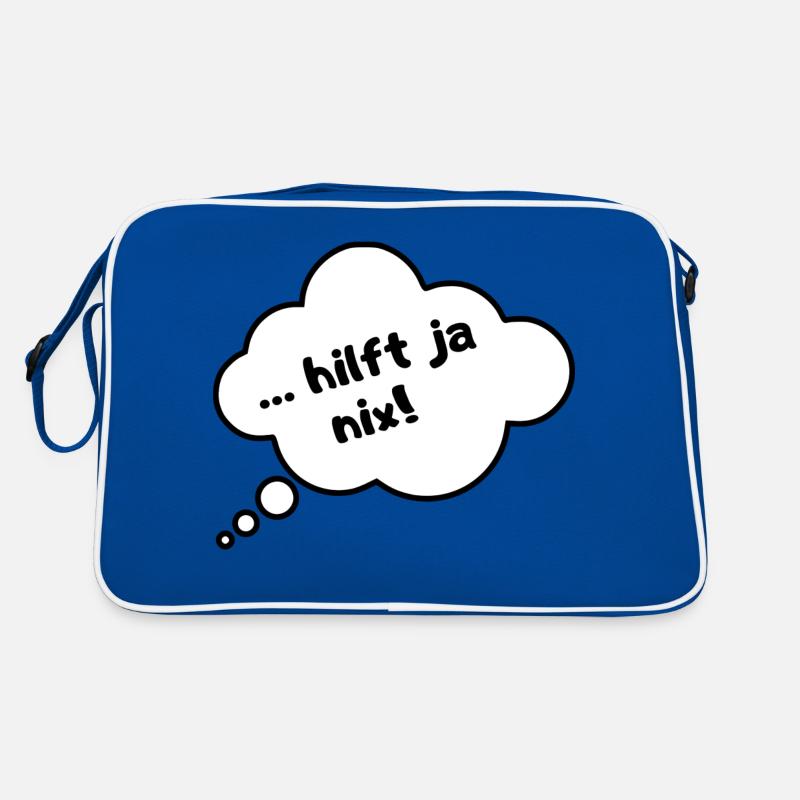 Hilft ja nix!! - Retro Tasche - Blau/Weiß