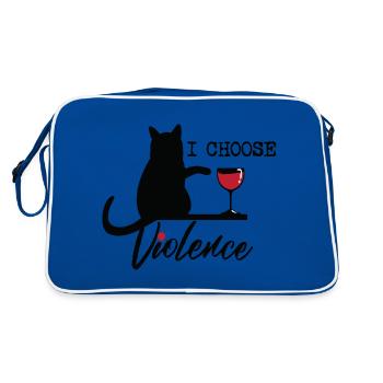 Ich wähle Violence Cat (Schwarz) - Retro Tasche - Blau/Weiß - Hinten