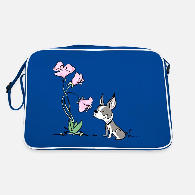 Süßer Hund mit Blümchen Retro Tasche
