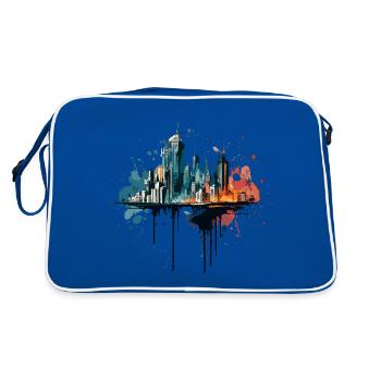 A city of ink at night - Retro Bag - blue/white - Back