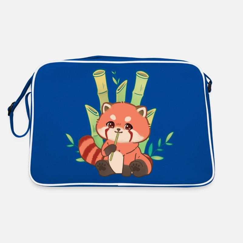 Chibi Panda und Bambus Retro Tasche