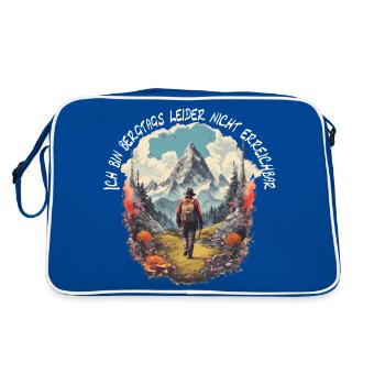 Wandern oder Klettern in den Bergen - Retro Tasche - Blau/Weiß - Hinten
