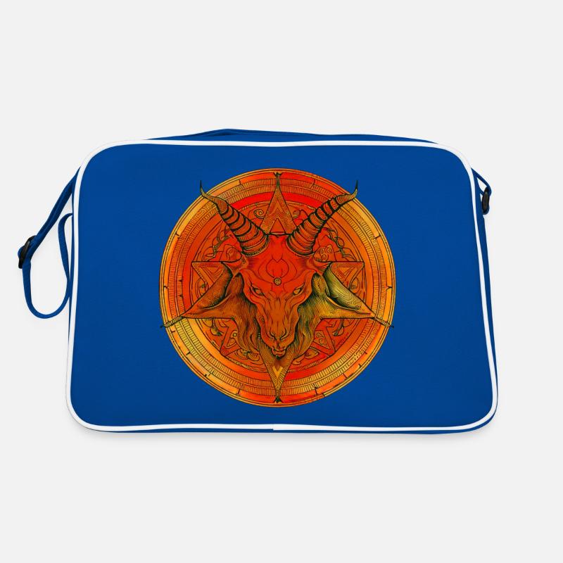 Pentagram surmounted by a head of baphomet - Retro Bag - blue/white