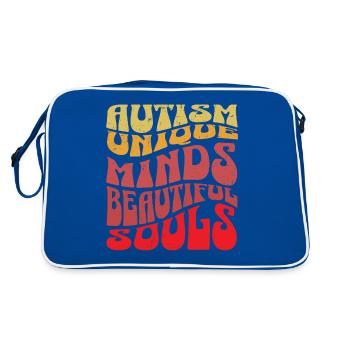 Autismus Einzigartige Köpfe, schöne Seelen - Retro Tasche - Blau/Weiß - Hinten
