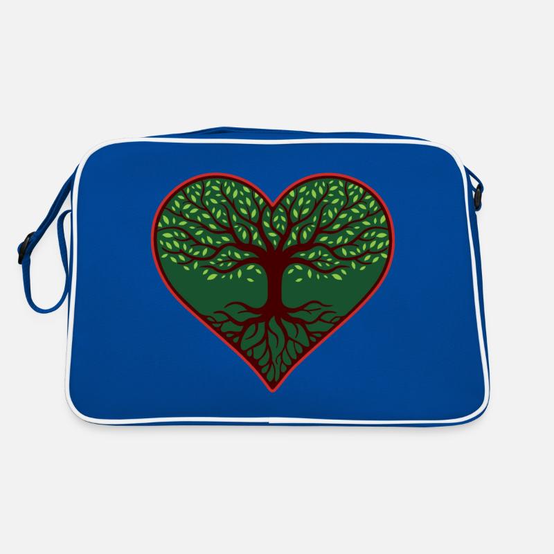 Arbre de vie en forme de cœur - Sac Retro - bleu/blanc