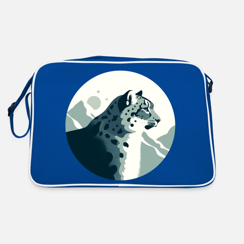 Schneeleopard - Retro Tasche - Blau/Weiß