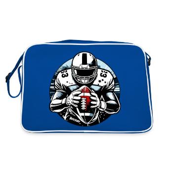 American Football Ball Touchdown - raffstaff ® - Retro Tasche - Blau/Weiß - Hinten