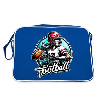 American Football Girl Touchdown - raffstaff ® - Retro Tasche - Blau/Weiß - Hinten