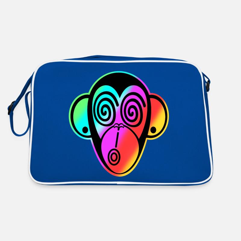 Schmooze Monkey classic design: RAINBOW MONKEYHEAD Retro Bag
