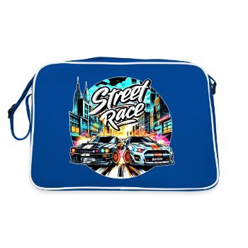 Street Race Road Racing Car Cars - raffstaff ® - Retro Bag - blue/white - Back