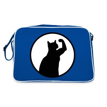 Chat de gym - Silhouette de chat - Sac Retro - bleu/blanc - Dos