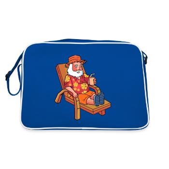 Weihnachstman im Sommerurlaub - Retro Tasche - Blau/Weiß - Hinten