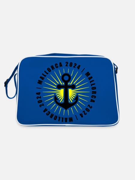 Mallorca 2024 Urlaub - Retro Tasche - Blau/Weiß - Hinten