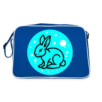 Hase Ostern Symbol - Retro Tasche - Blau/Weiß - Hinten