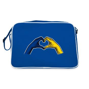 Herzhände Ukrainische Flagge Unterstützung Ukraine - Retro Tasche - Blau/Weiß - Hinten