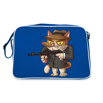 Chat mafieux / chat avec fusil - Sac Retro - bleu/blanc - Dos