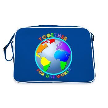 Globe "For One World" - Rainbow Colors - Retro Bag - blue/white - Back