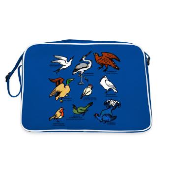 Vogelkunde Ornithologie bunte retro Vögel Garten - Retro Tasche - Blau/Weiß - Hinten