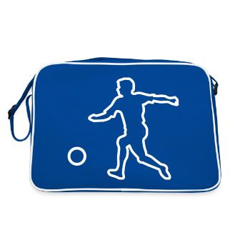 Footballer contour with ball (white) - Retro Bag - blue/white - Back