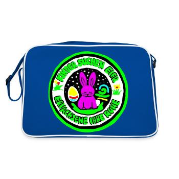 Ostern für Große - Retro Tasche - Blau/Weiß - Hinten