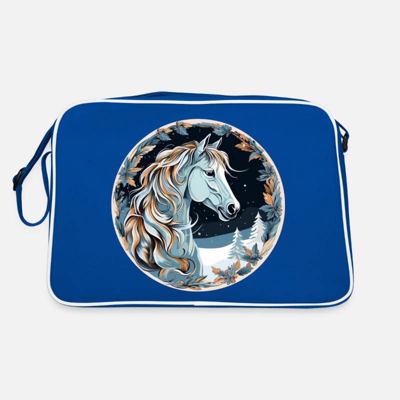 Cheval Boho d’hiver - Sac Retro - bleu/blanc