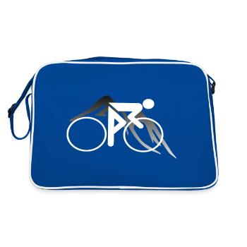 Rennrad Fahrrad Radfahrer Retro Design - Retro Tasche - Blau/Weiß - Hinten