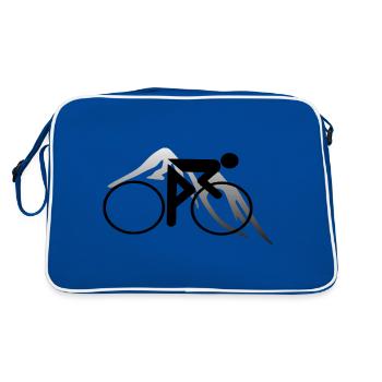 Rennrad Fahrrad Radfahrer Retro Design - Retro Tasche - Blau/Weiß - Hinten