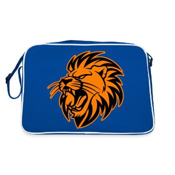 Lion Head Symbol Lion - Retro Bag - blue/white - Back