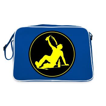 Drinking Beer Silhouette - Retro Bag - blue/white - Back