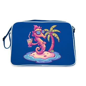 Seahorse Summer Beach Vacation - Retro Bag - blue/white - Back