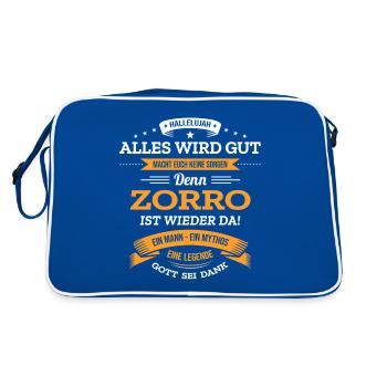 ALLES WIRD GUT, DIE LEGENDE ZORRO IST DA - Retro Tasche - Blau/Weiß - Hinten