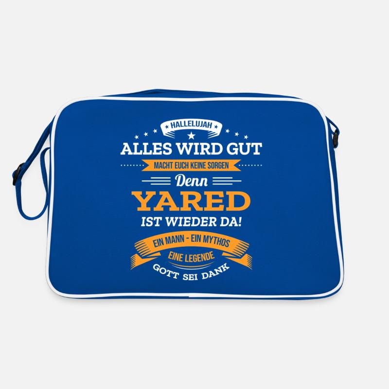 ALLES WIRD GUT, DIE LEGENDE YARED IST DA - Retro Tasche - Blau/Weiß