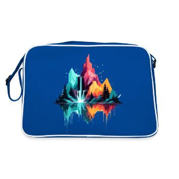 Serene Landscape Calm Tranquil Nature Mountains - Retro Bag - blue/white - Back